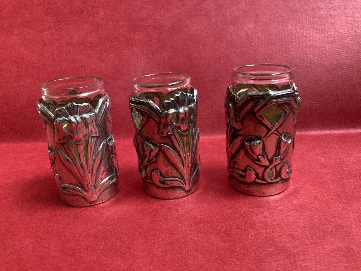 Art Nouveau - Service à liqueur argent -photo-4