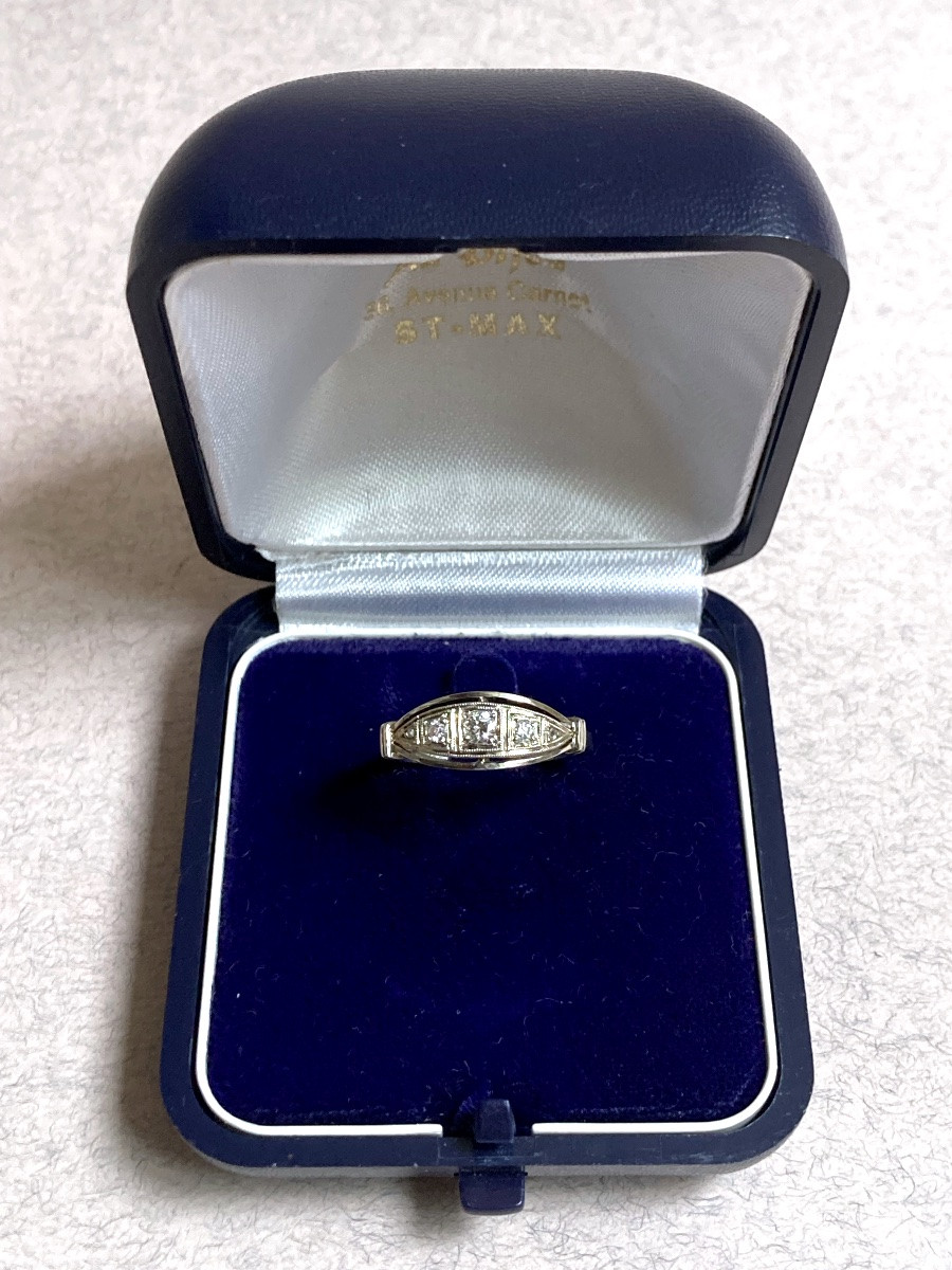 Art Déco - bague or blanc et diamants -photo-4