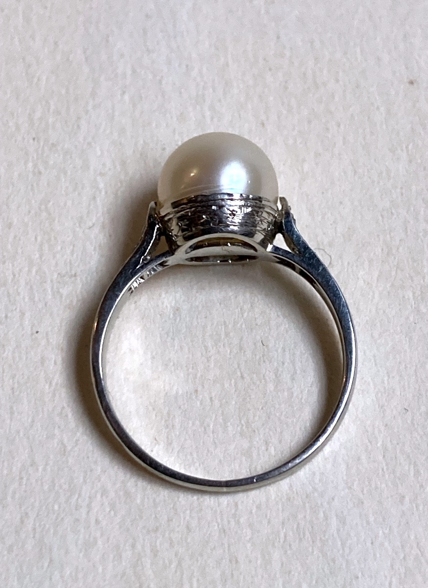 Bague or diamants et perle de culture-photo-4