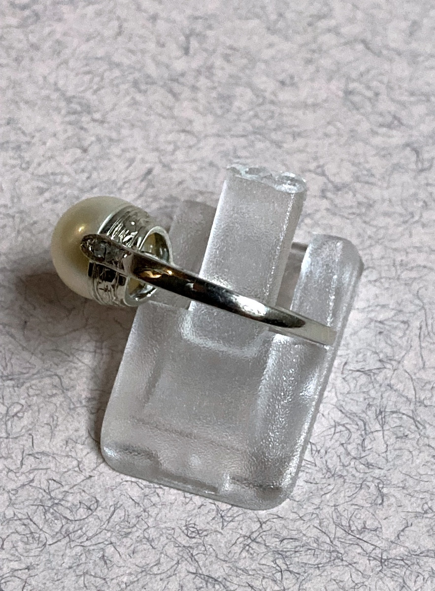 Bague or diamants et perle de culture-photo-1