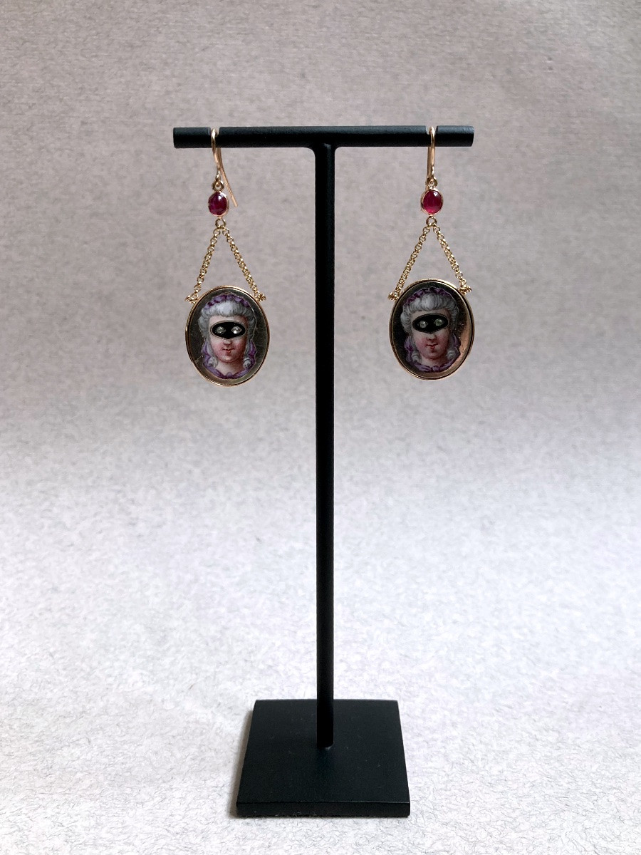 Pendants d’oreille or, diamants et rubis -photo-2