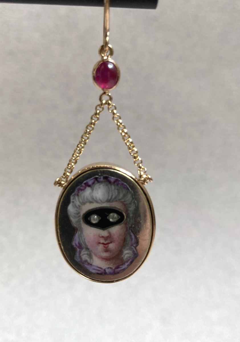 Pendants d’oreille or, diamants et rubis -photo-3