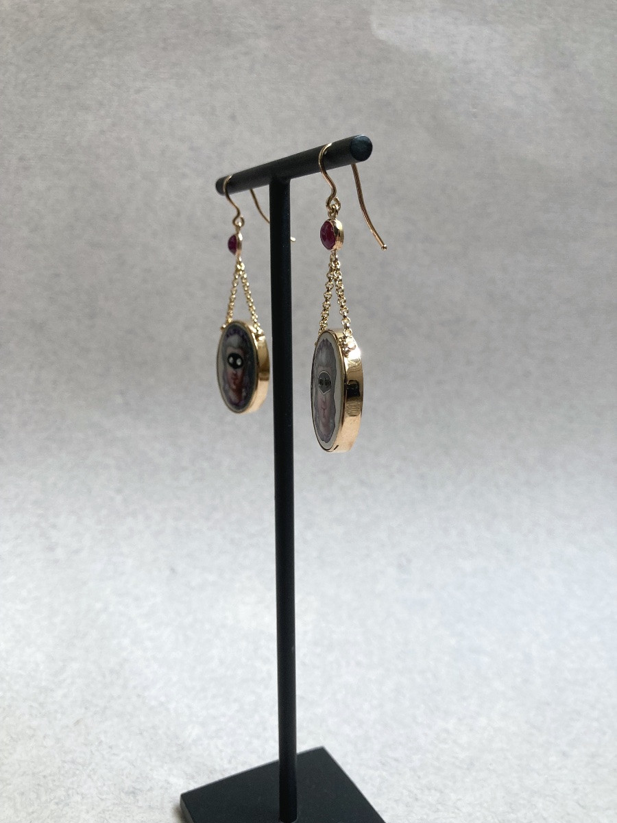 Pendants d’oreille or, diamants et rubis -photo-4