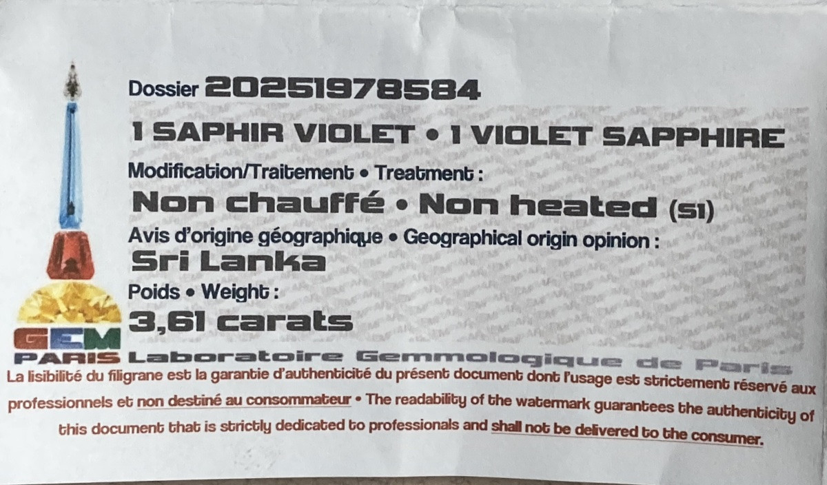 Bague or blanc, saphir violet et diamants -photo-2