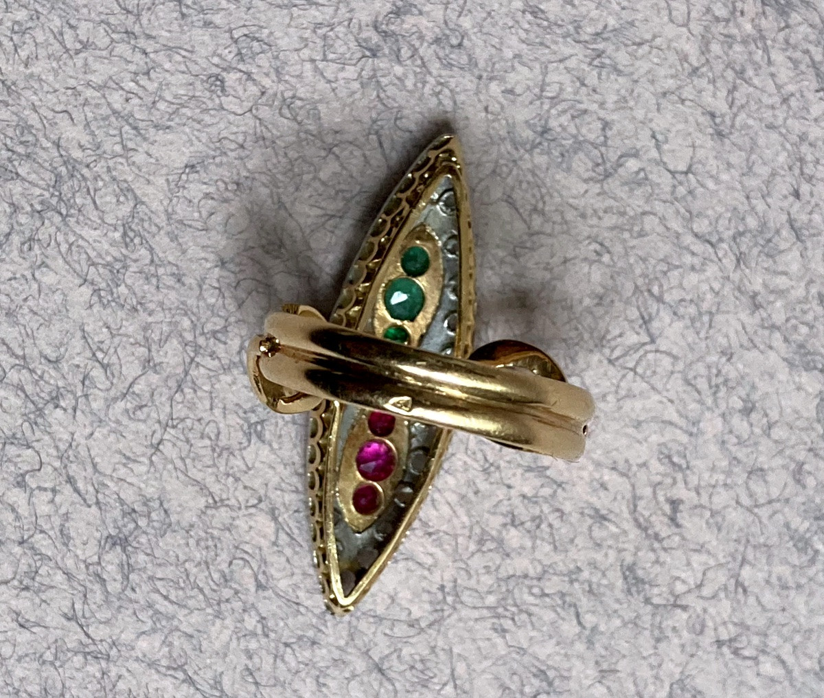 Gold Snake Ring With Diamonds, Emeralds And Rubies -photo-2