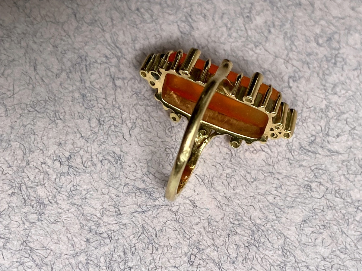 Gold And Diamond Agate Cameo Ring -photo-2