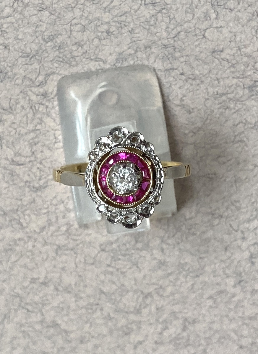Bague en or, rubis et diamants -photo-3