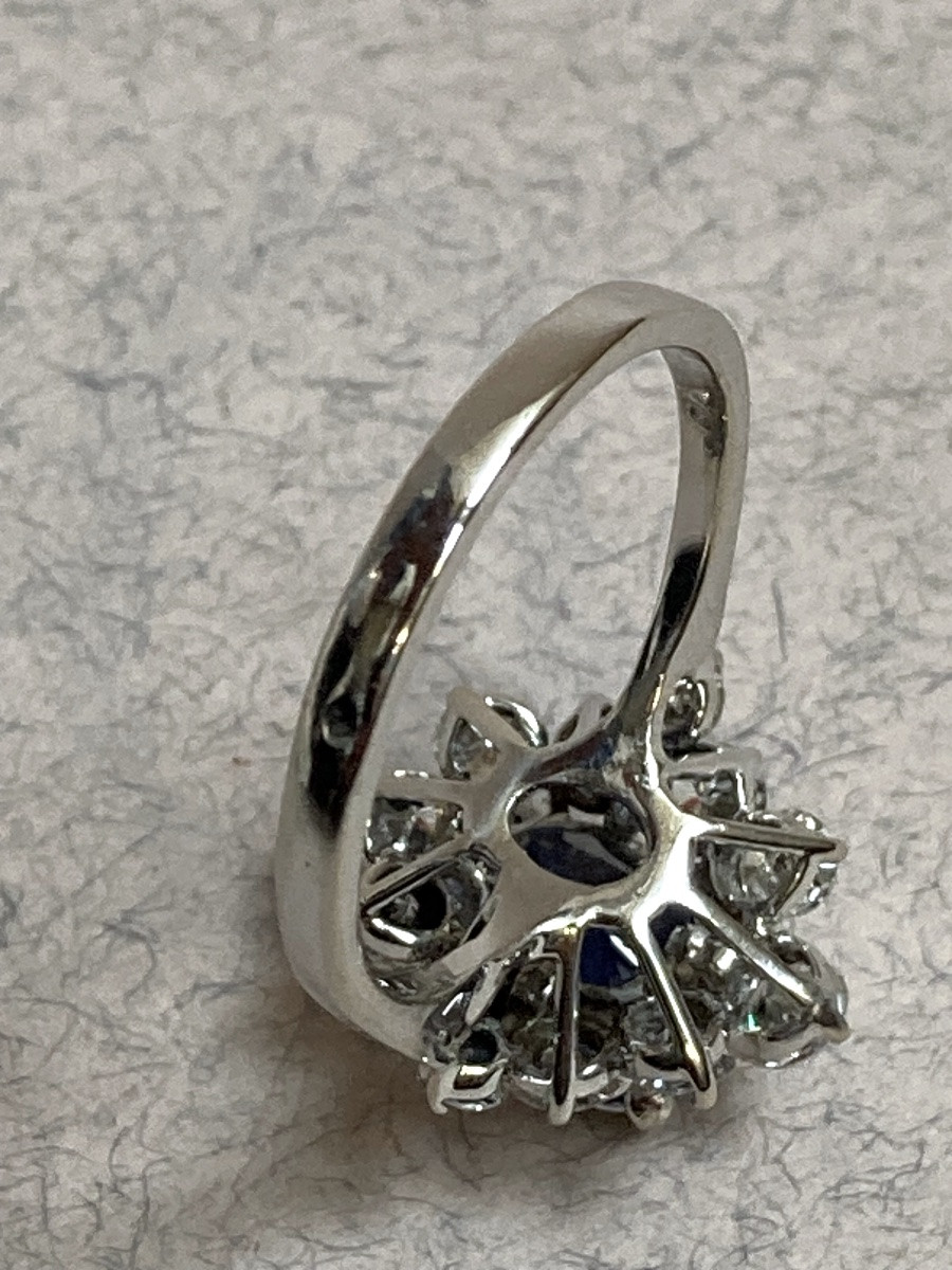 Bague or blanc saphir 3,32 carats et diamants -photo-2