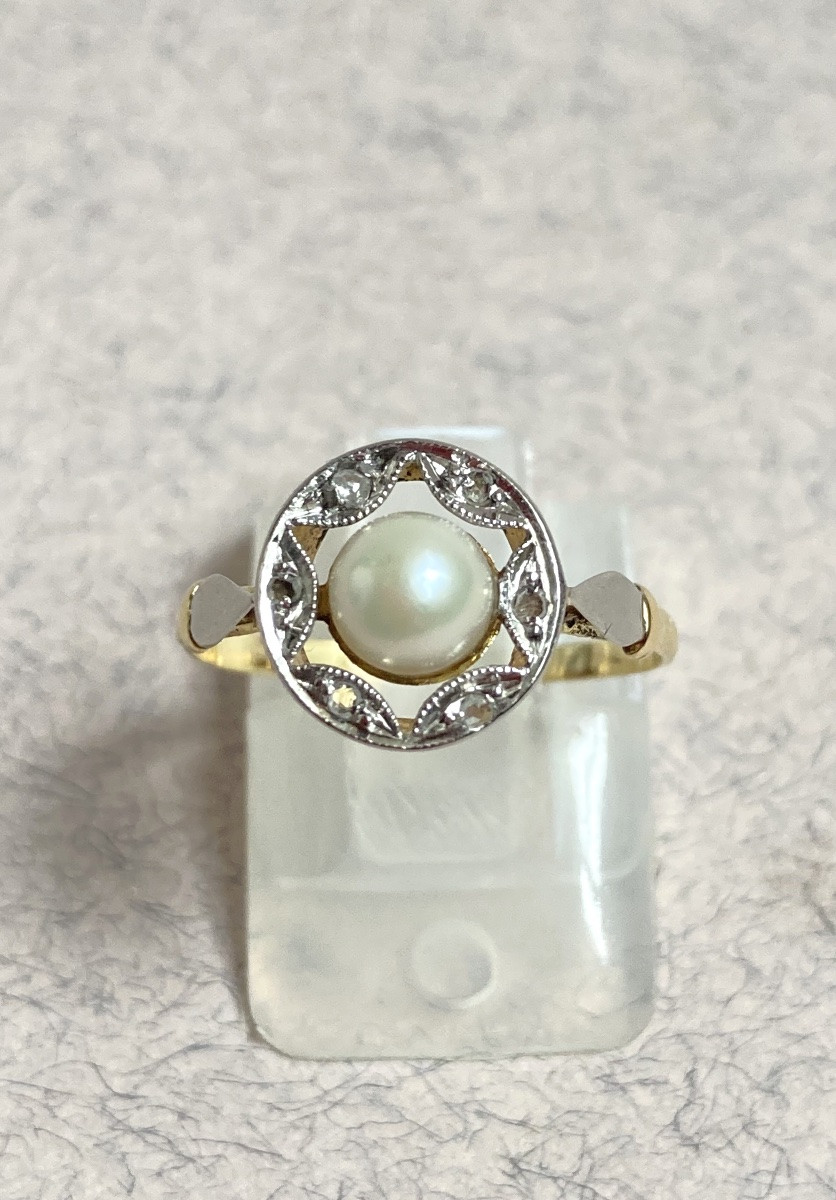 Gold, Pearl And Diamond Ring -photo-2