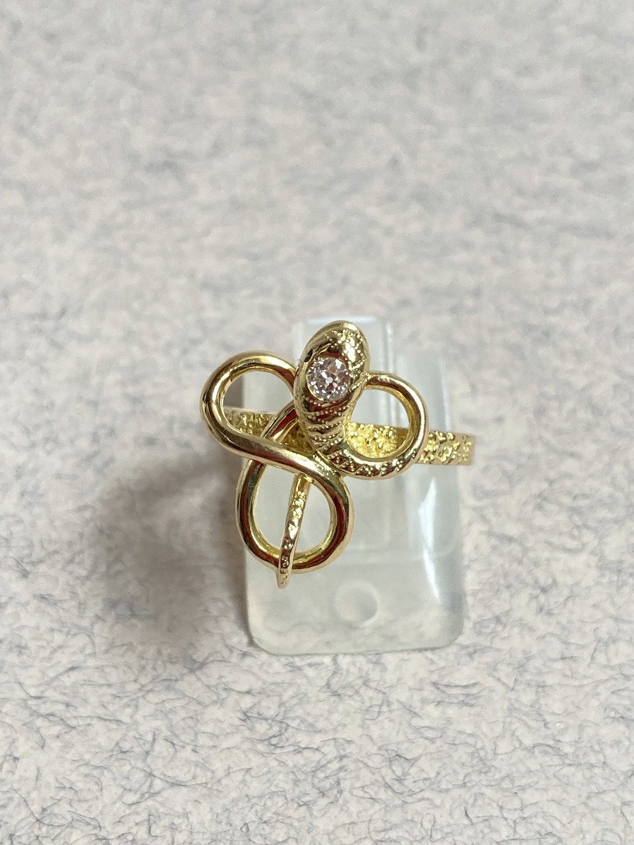 Gold And Diamond Snake Ring -photo-4