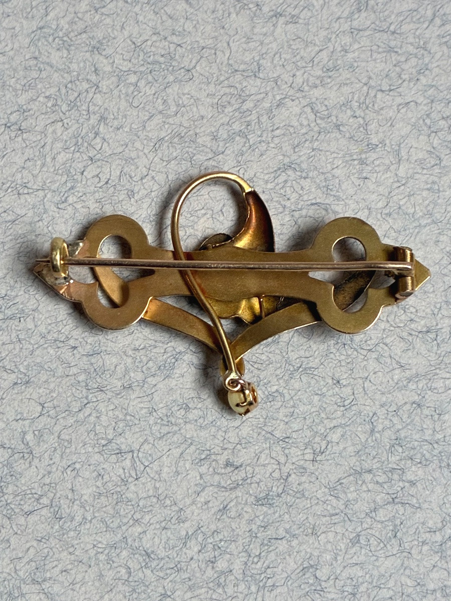 Art Nouveau - Gold And Pearl Brooch-photo-4