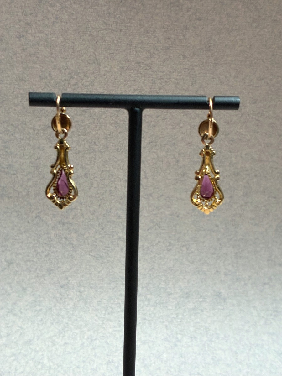 Napoléon III - Boucles d’oreille en or, grenats et perles -photo-3