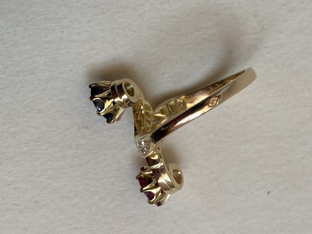 Toi Et Moi Ring In Gold, Diamonds, Rubies And Sapphire-photo-1