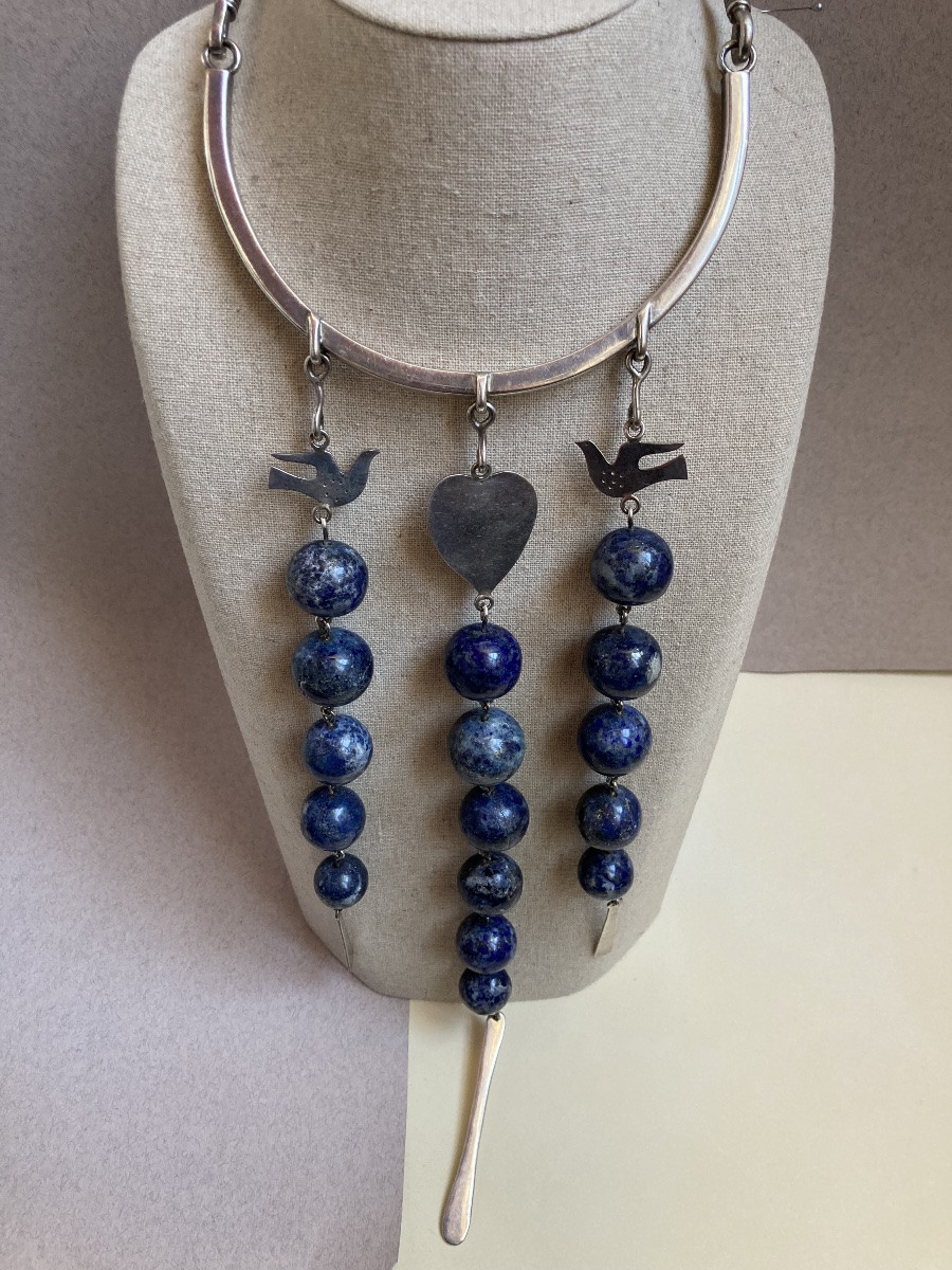 Silver And Sodalite Torch - 70's Artist's Work-photo-3