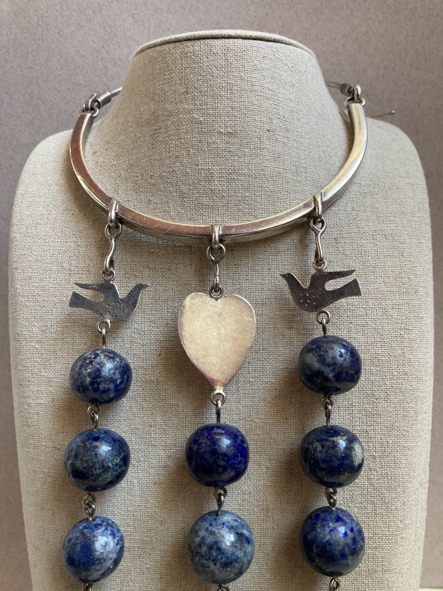 Silver And Sodalite Torch - 70's Artist's Work-photo-4