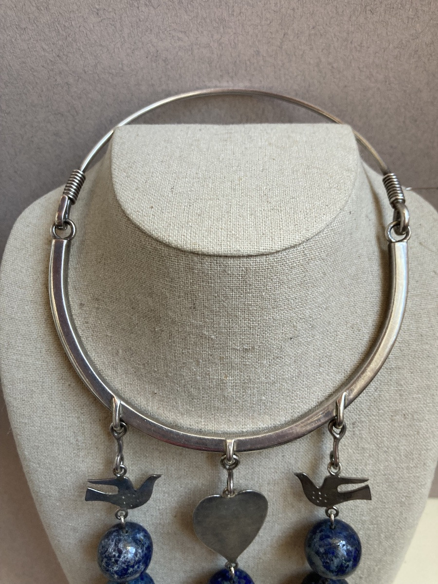 Silver And Sodalite Torch - 70's Artist's Work-photo-2