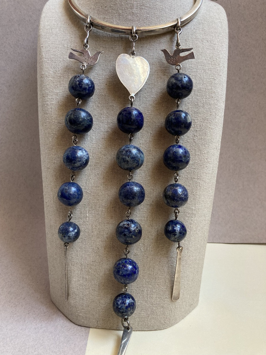 Silver And Sodalite Torch - 70's Artist's Work-photo-3