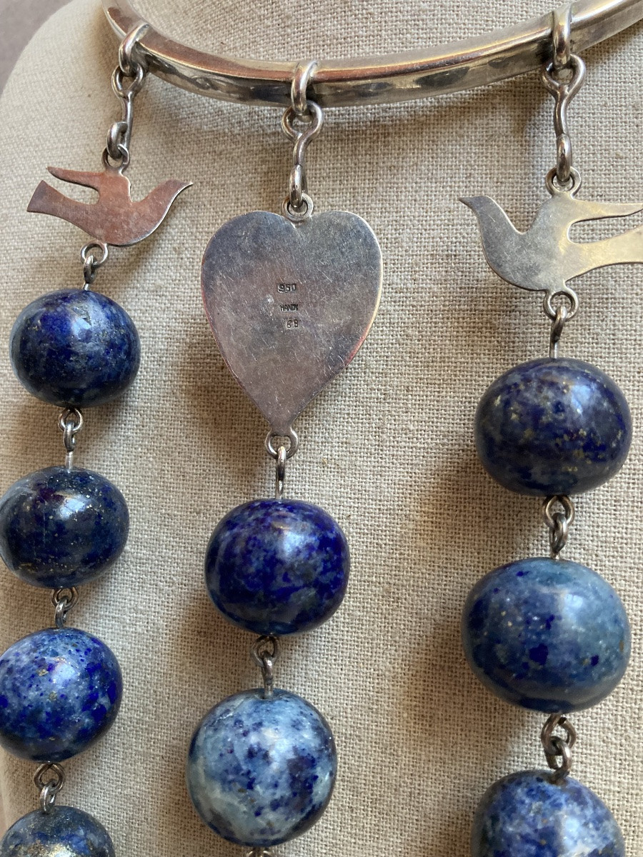 Silver And Sodalite Torch - 70's Artist's Work-photo-4