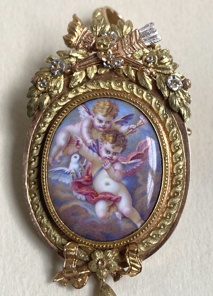 XIXth - Gold And Miniature Brooch/pendant-photo-2