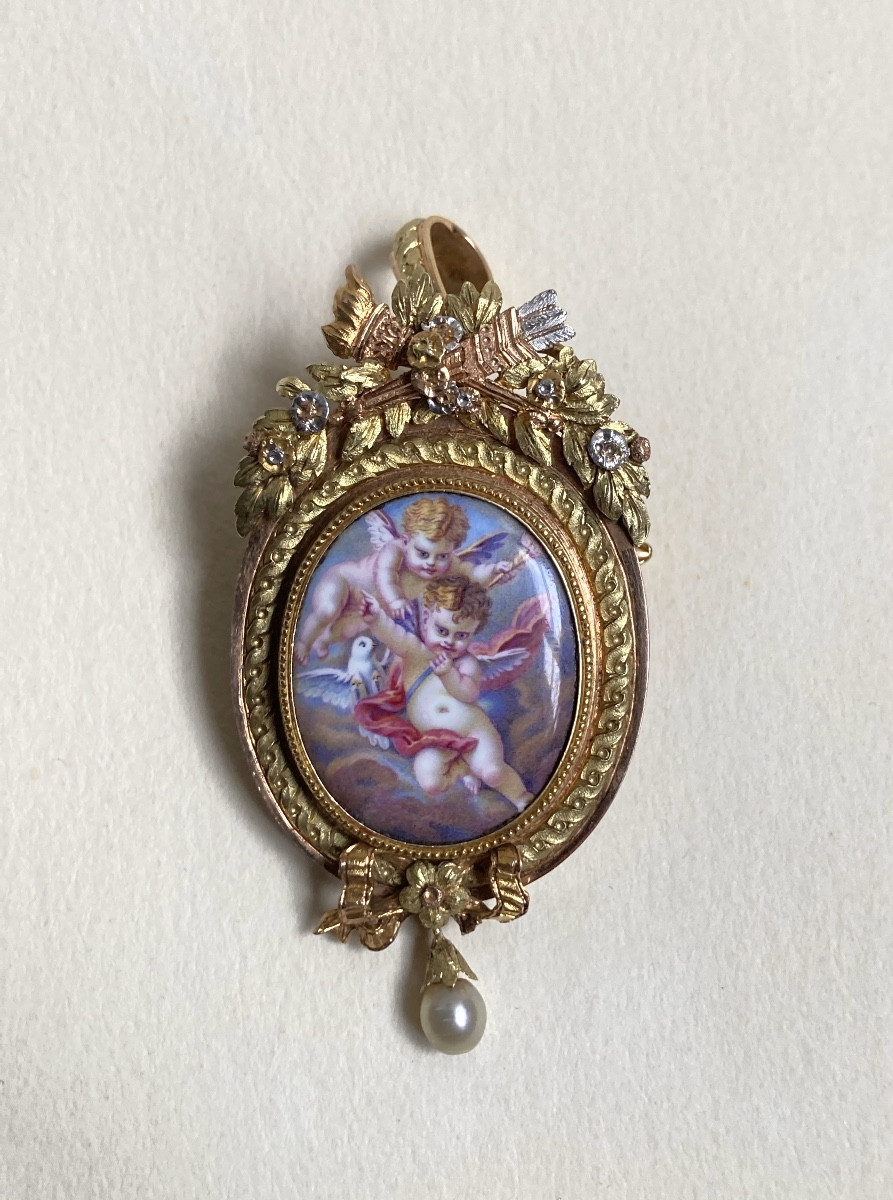 XIXth - Gold And Miniature Brooch/pendant