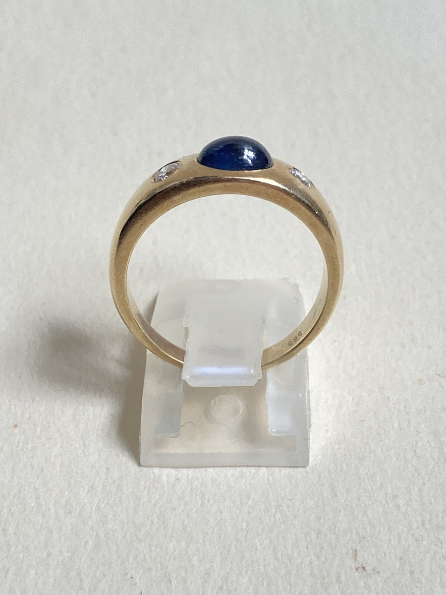 Bague en or saphir cabochon et diamants-photo-4