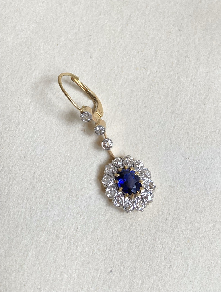 Gold, Sapphire And Diamond Earrings-photo-2