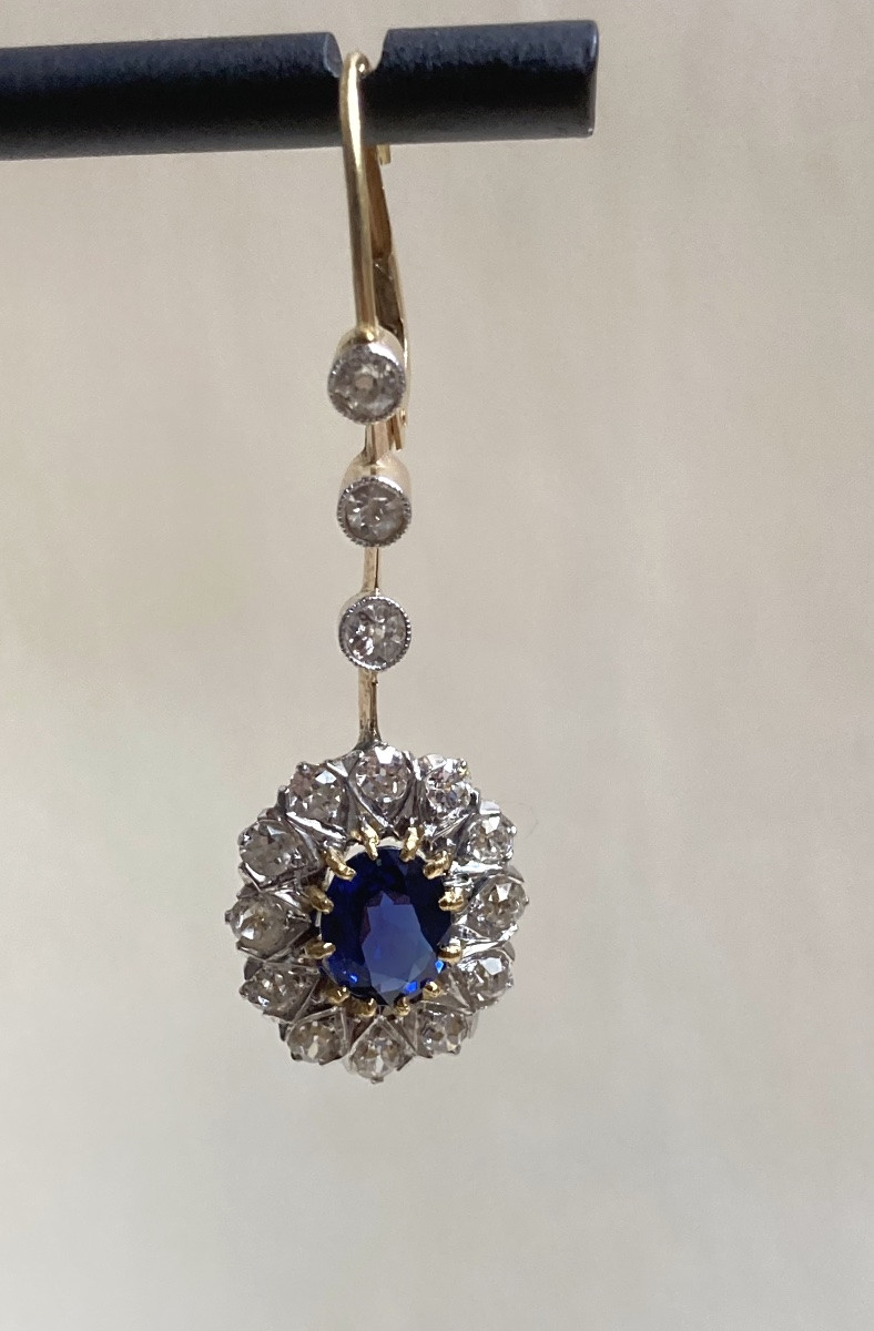 Gold, Sapphire And Diamond Earrings-photo-3