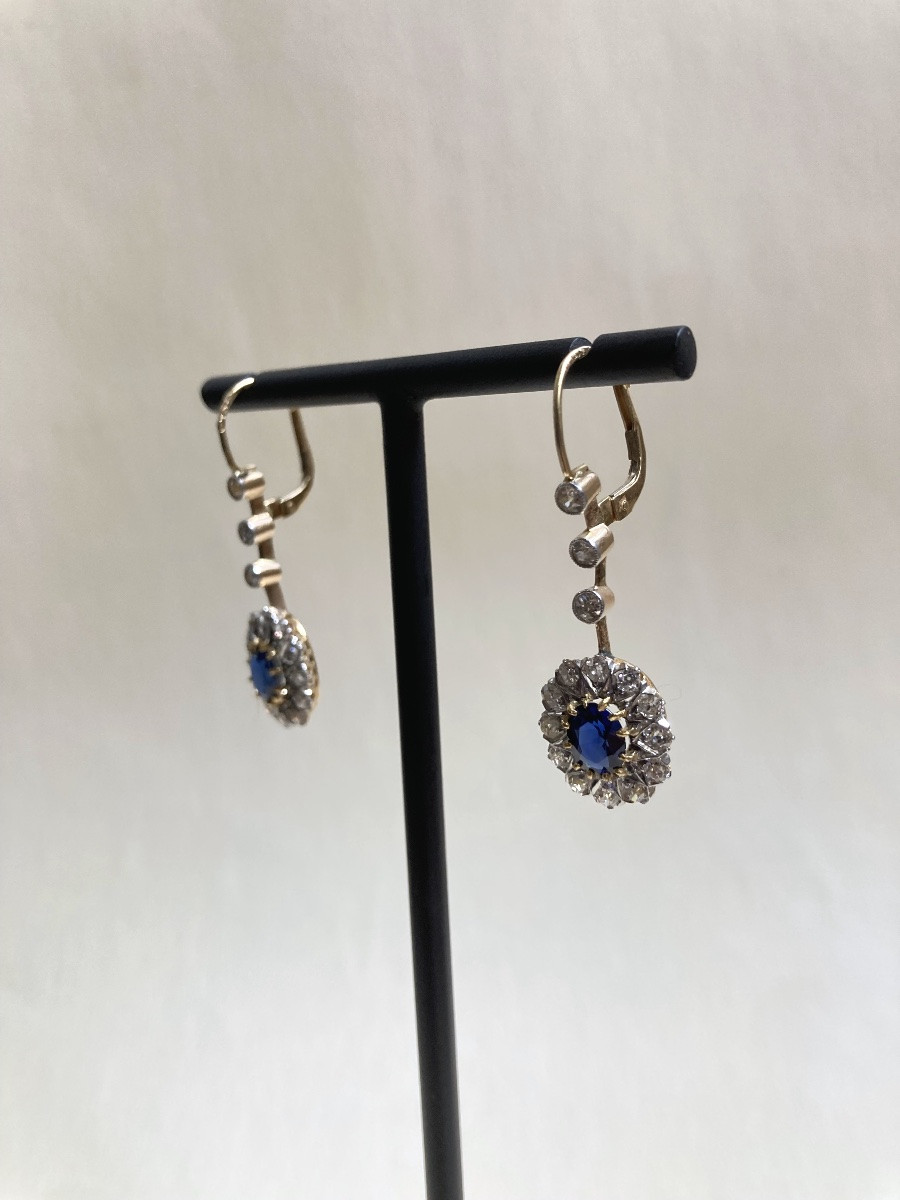 Gold, Sapphire And Diamond Earrings-photo-4