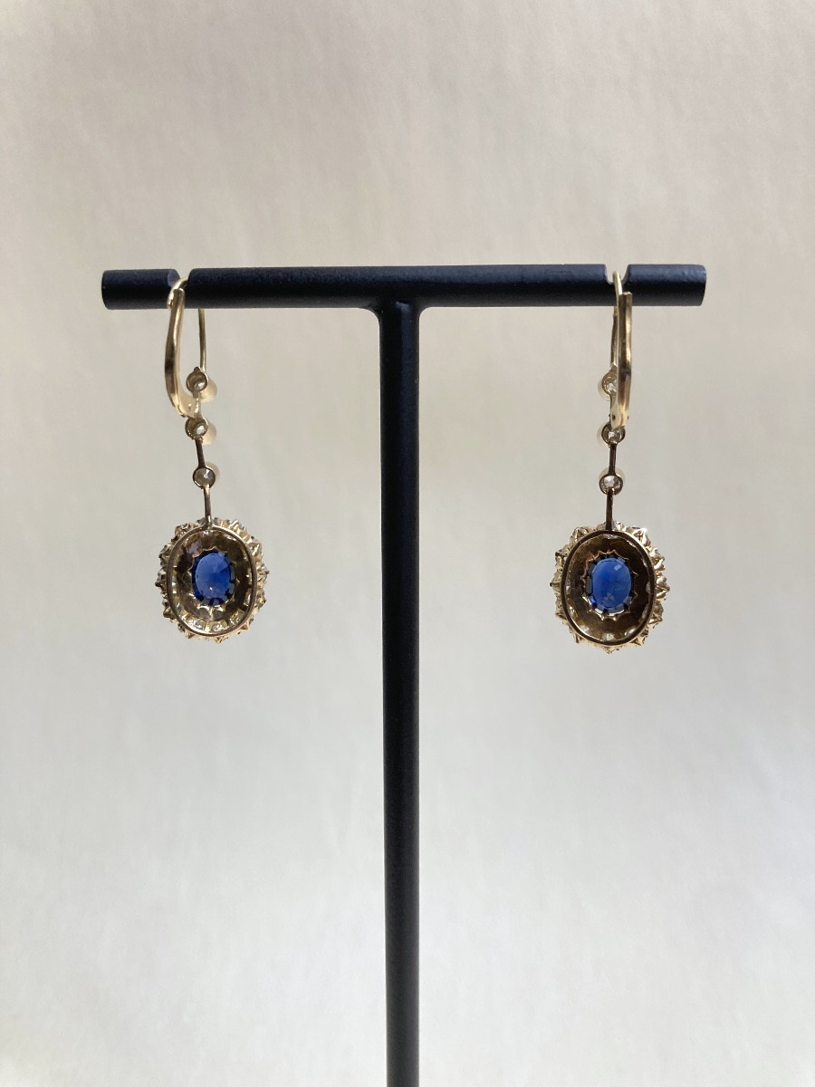 Gold, Sapphire And Diamond Earrings-photo-1