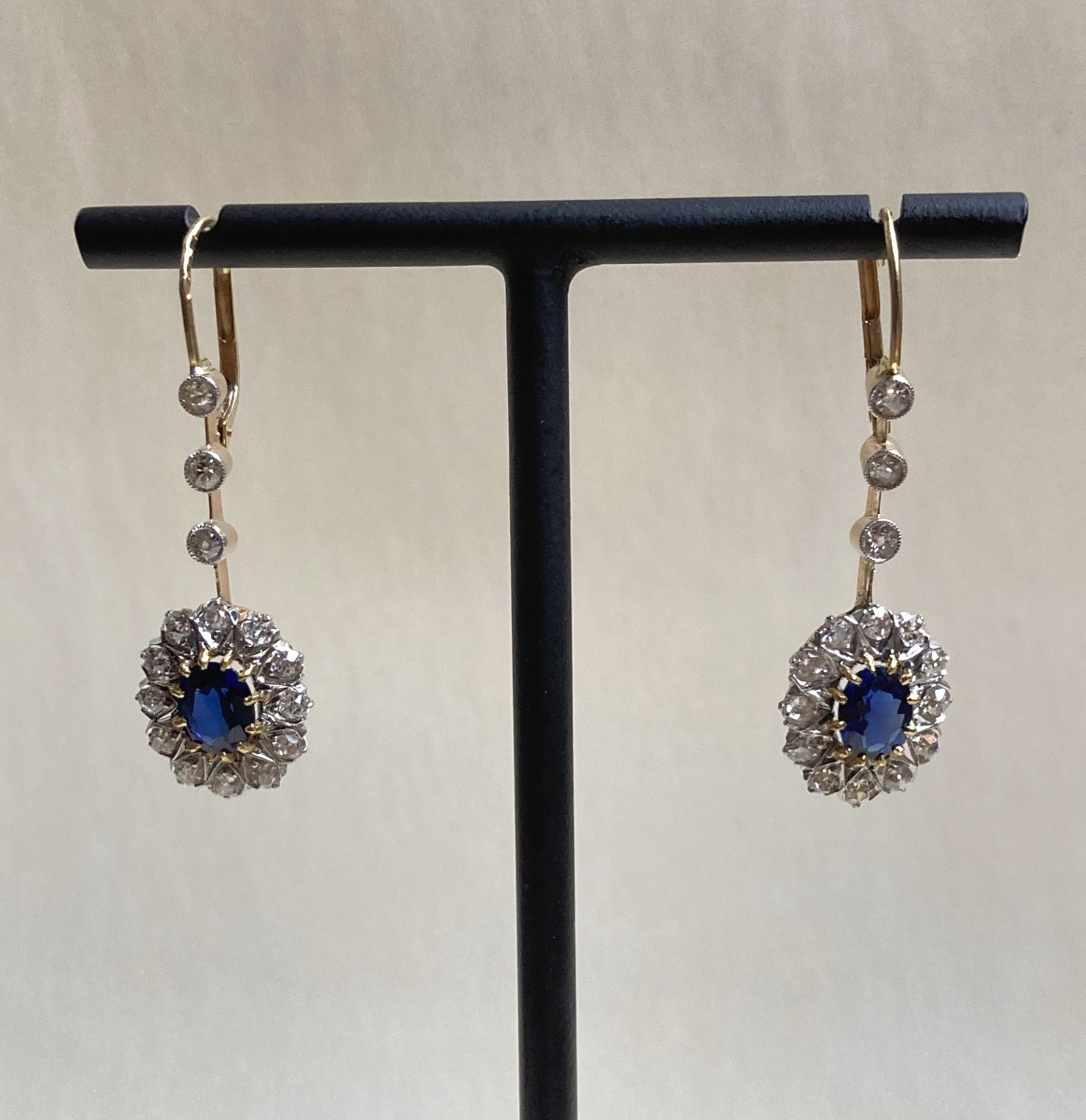 Gold, Sapphire And Diamond Earrings