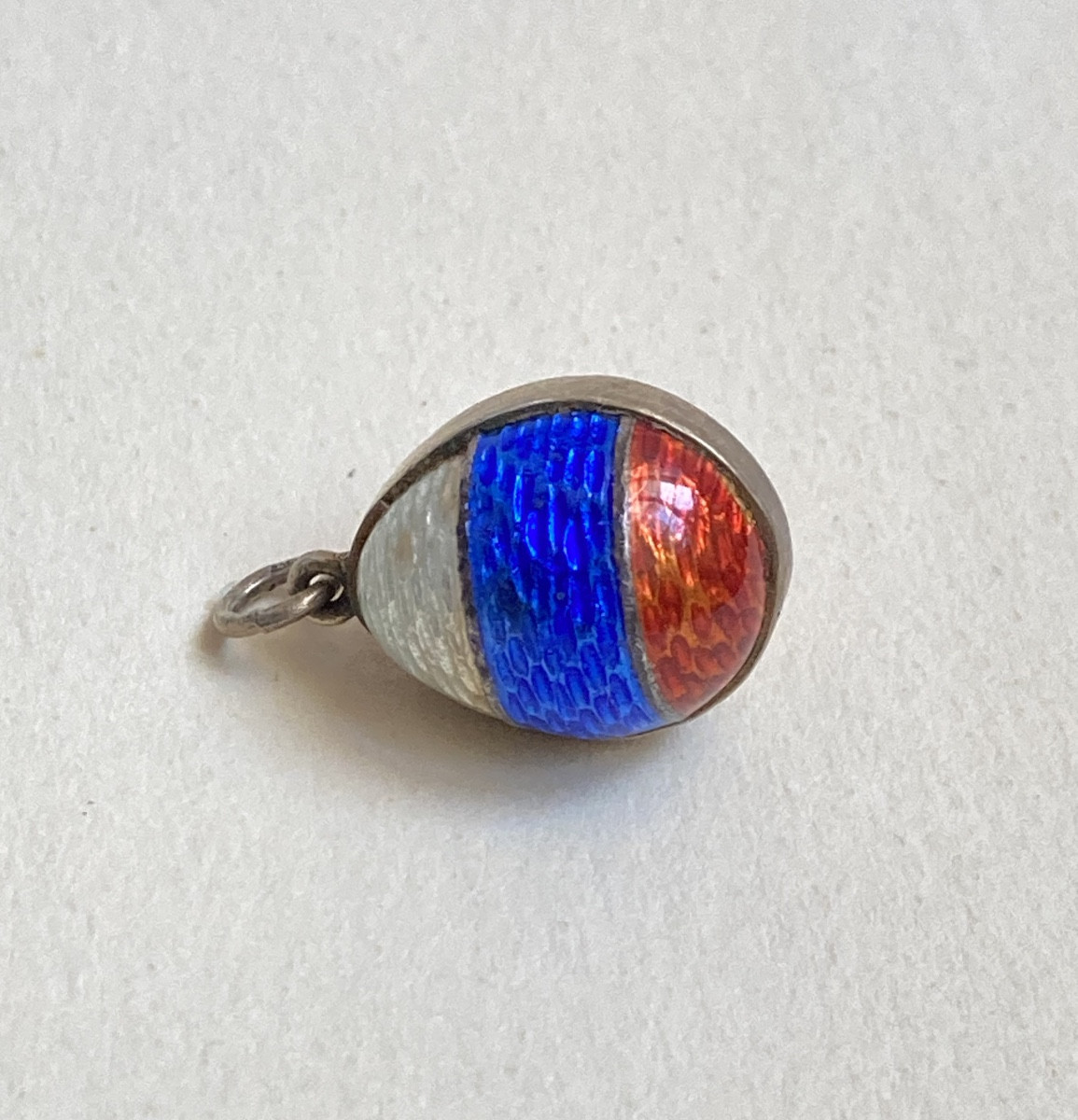 Enameled Russian Egg Pendant On Silver Vermeil