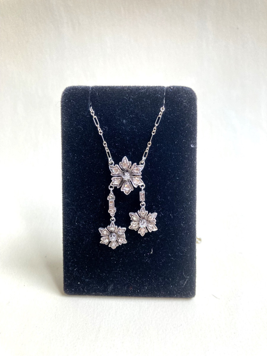 XIXeme - Negligee Necklace In White Gold And Diamonds - Belle époque-photo-4