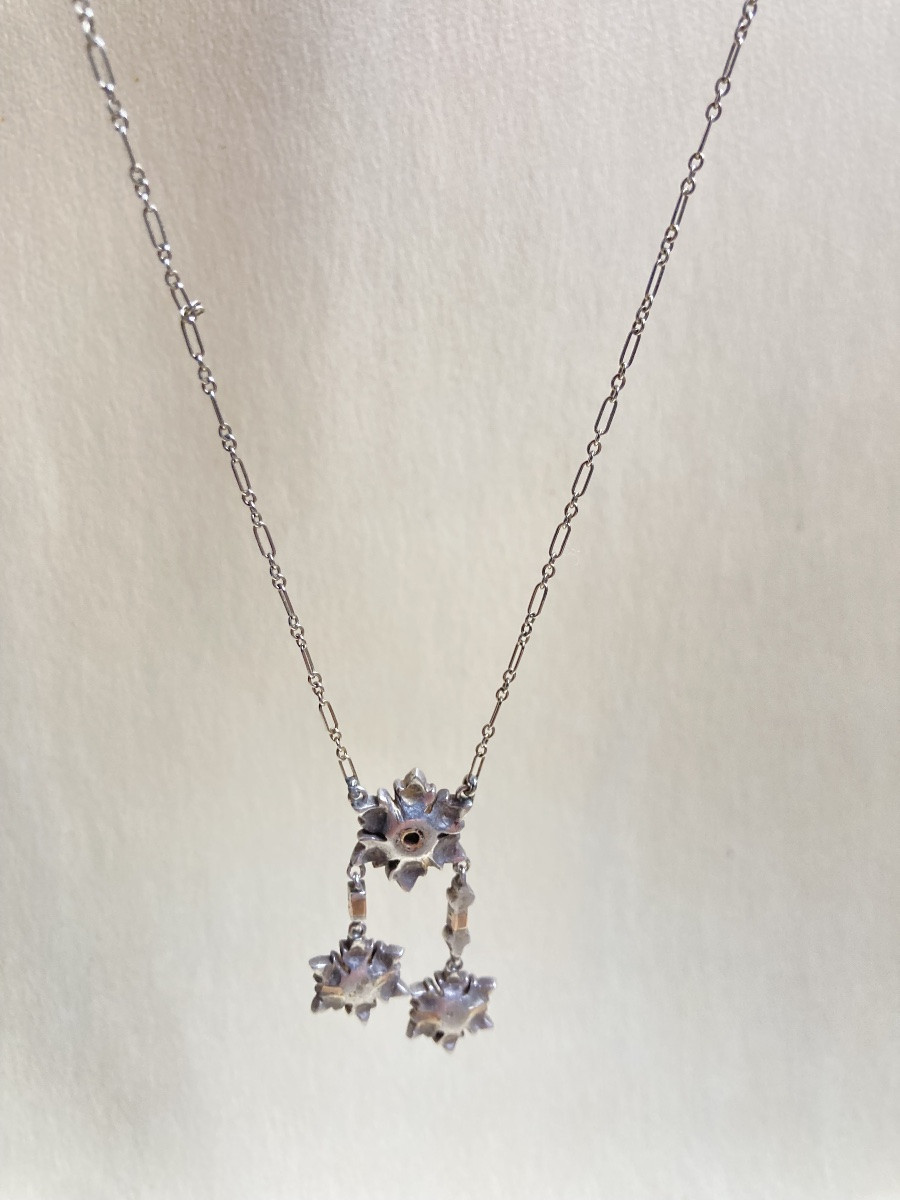 XIXeme - Negligee Necklace In White Gold And Diamonds - Belle époque-photo-1