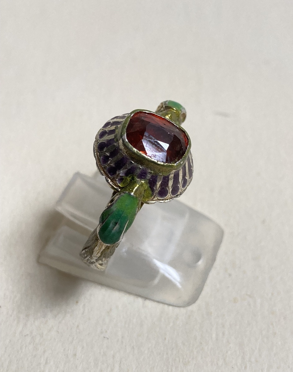 Bague en argent émaillé de style néogothique -photo-2