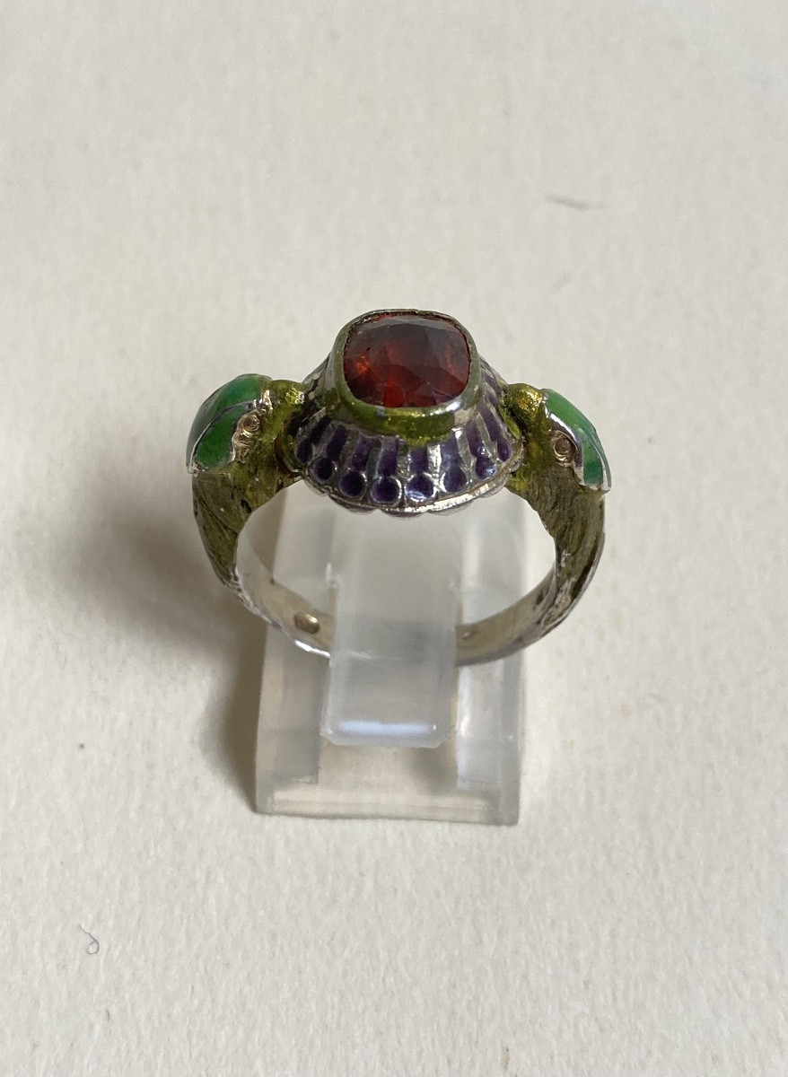 Bague en argent émaillé de style néogothique -photo-3
