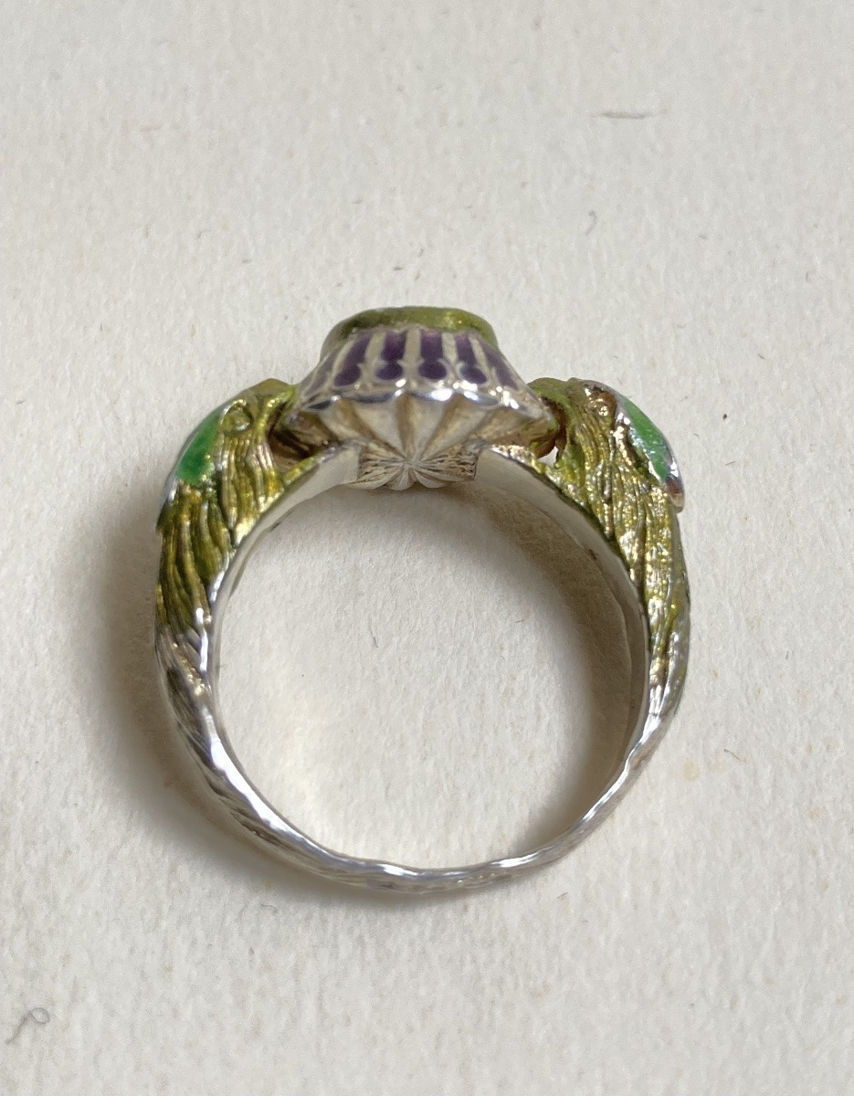 Bague en argent émaillé de style néogothique -photo-4