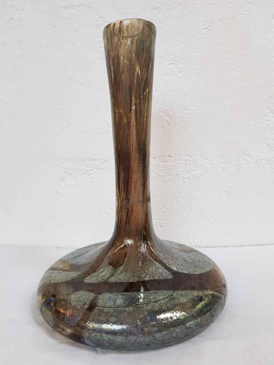 Novaro Glass Vase Blown Iridescent Polychrome, XXth Century