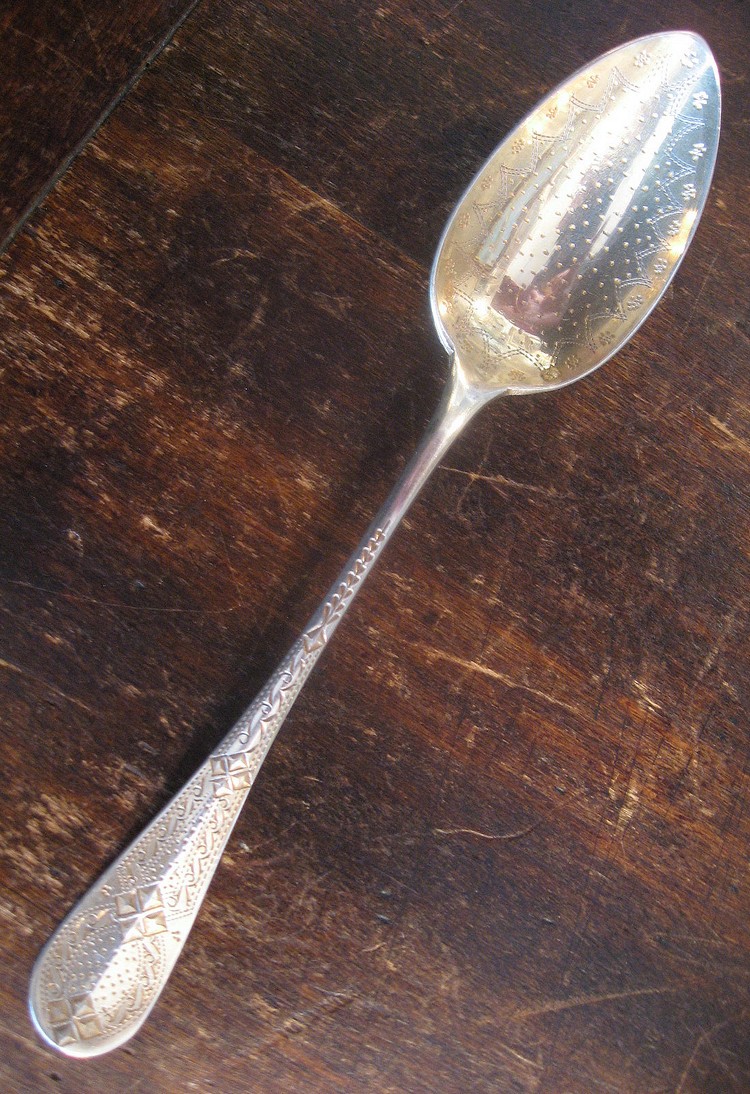Service From 12 Teaspoons, Silver And Vermeil Engraved On Both Sides-photo-2