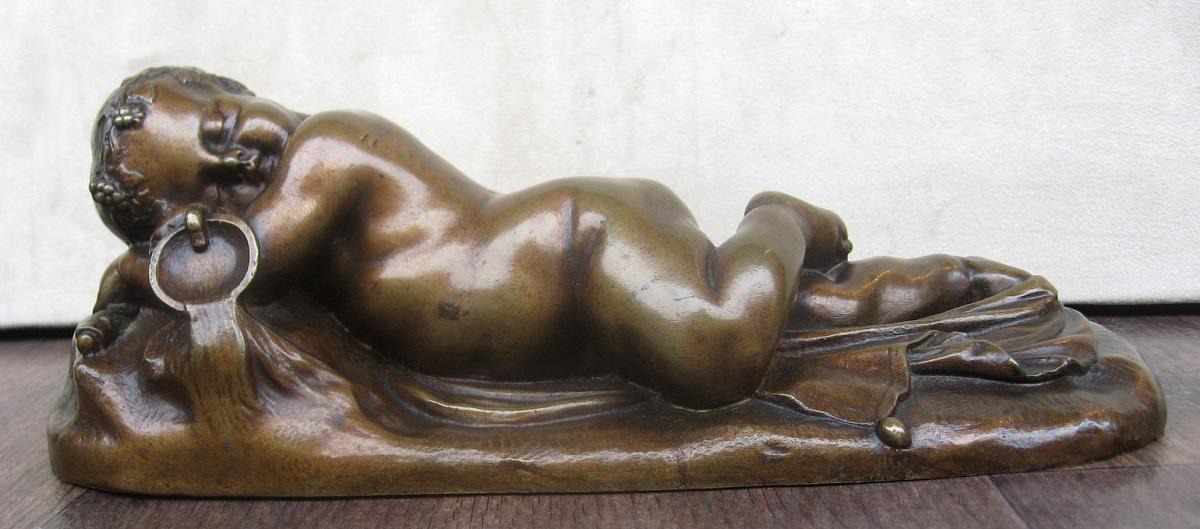 "jeune Bacchus endormi" en Bronze, 19ème siècle, Signé