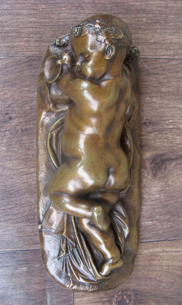 "jeune Bacchus endormi" en Bronze, 19ème siècle, Signé-photo-2