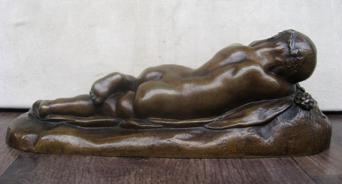 "jeune Bacchus endormi" en Bronze, 19ème siècle, Signé-photo-3