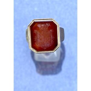 19th Century Carnelian Intaglio Signet Ring 