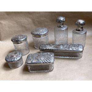 Ensemble de toilette cristal et argent XIXeme