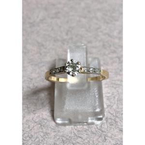 Bague solitaire or et diamants 