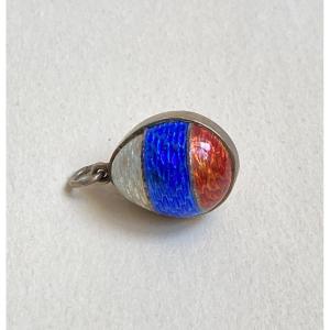 Enameled Russian Egg Pendant On Silver Vermeil
