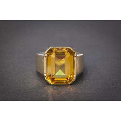 Vintage Signet Ring, Yellow Gold And Important Citrine