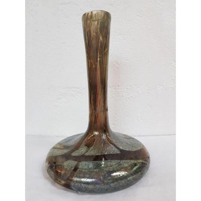 Novaro Vase en Verre Soufflé Polychrome Irisé, XXème Siècle 