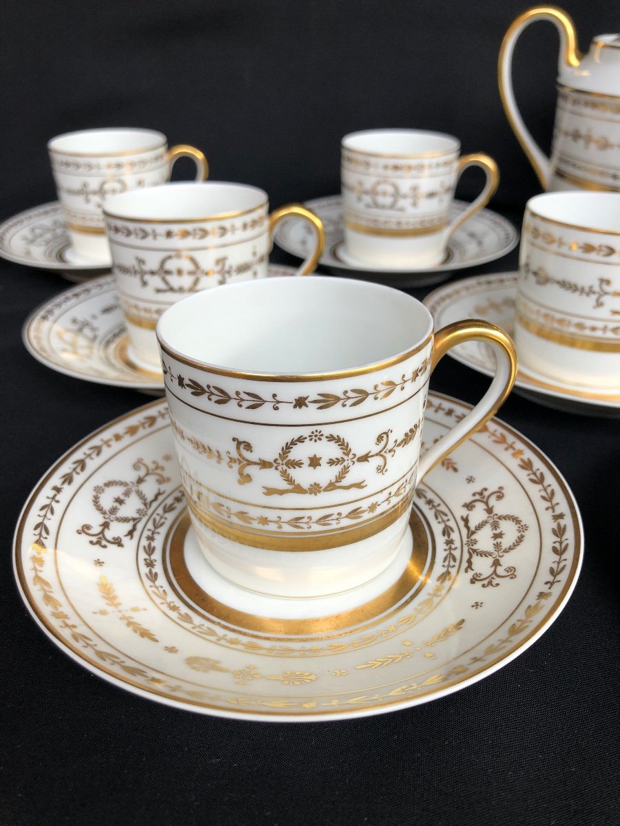 Golden Coffee Service In Limoges Porcelain-photo-2