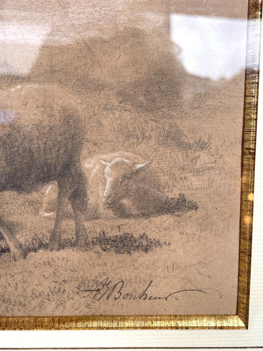 Pencil By Auguste François Bonheur - The Sheep -photo-2