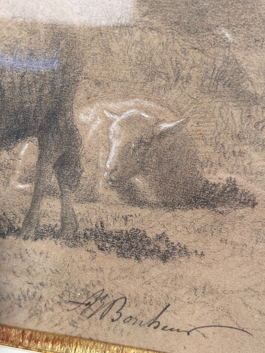 Pencil By Auguste François Bonheur - The Sheep -photo-3